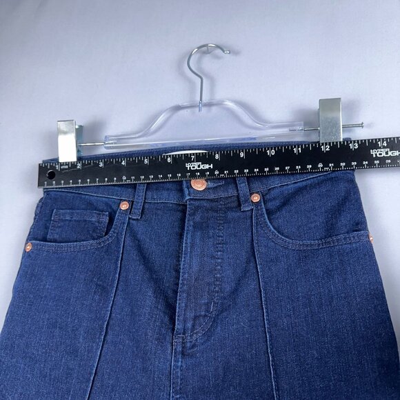 Loft The Kick Crop Jeans Womens Size 24/00 Pintuck Mid Rise Dark Wash Blue - Picture 8 of 13